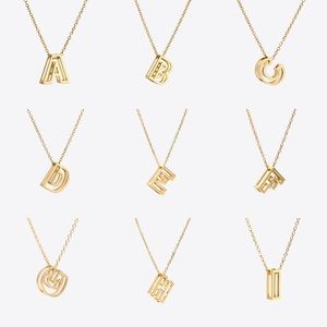 A-I Name Initial Alphabet Letter Pendent Gold Stainless Steel Necklace